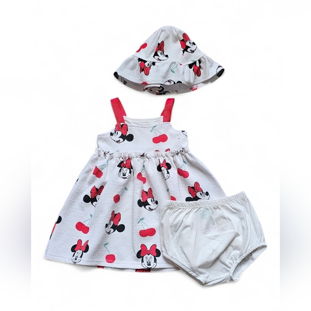 Disney Baby Minnie Mouse 3-Piece Dress Set with Hat and Bloomers Size 12 Month